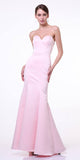 Cinderella Divine 8792 Strapless Sweetheart Neckline Mermaid Satin Full Length Gown Blush