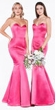 Cinderella Divine 8792 Strapless Sweetheart Neckline Mermaid Satin Full Length Gown Fuchsia