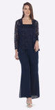 Sally Fashion 8850 Navy Blue Pant Set Includes Jacket and Top