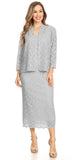 Sally Fashion USA 8874 Tea-Length Lace Dress with Long Sleeve Bolero