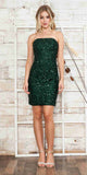 Poly USA 8932 Short Strapless Sequins Cocktail Dress