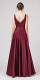 Eureka Fashion 9010 Embellished Long Prom Dress V-Neck with Pockets Burgundy
