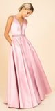 Eureka Fashion 9010 Embellished Long Prom Dress V-Neck Pockets Dusty Rose