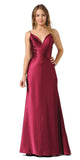 V-Neck Long Formal Dress with Spaghetti Strap Cherry Red