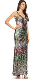 Eureka Fashion 9105 Silver Multi-Sequins Long Prom Dress with Spaghetti Straps