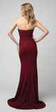 Burgundy Embellished Strapless Long Prom Dress with Slit