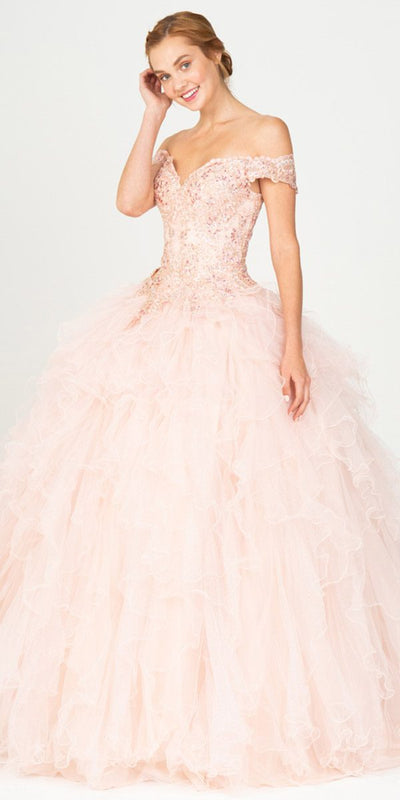 Blush Off-Shoulder Quinceanera Dress