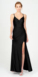 Eureka Fashion 9333 Black Fit and Flare Evening Gown with Slit 