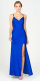 Eureka Fashion 9333 Royal Blue Fit and Flare Evening Gown with Slit 