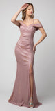 Cold-Shoulder Metallic Long Mermaid Prom Dress Rose
