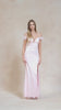 Juliet 2402 Glitter Leaf Sequin Gown with Feathered Sleeves and Slit