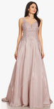 Eureka Fashion 9606 Mocha Shimmering Long Prom Dress Appliqued Bodice