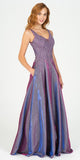 Eureka Fashion 9606 Purple Shimmering Long Prom Dress Appliqued Bodice