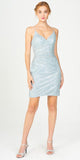 Ice Blue Fitted Shimmering Short Party Dress