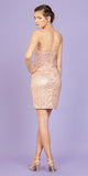 Rose Gold Fitted Shimmering Short Party Dress