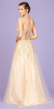 Eureka Fashion 9705 Champagne Long Prom Dress Criss-Cross Back with Slit