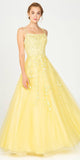 Eureka Fashion 9757 Appliqued Yellow Prom Ball Gown Lace-Up Back