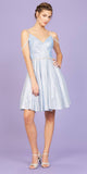 Ice Blue V-Neck Cold-Shoulder Homecoming Short Dress