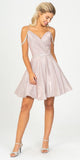 Rose Gold V-Neck Cold-Shoulder Homecoming Short Dress