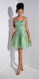 Eureka Fashion 9727 Short A-Line Glitter Tulle Dress 3D Lace Embroidery