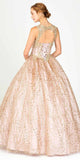 Cut-Out Lace-Up Back Rose Gold Prom Ball Gown