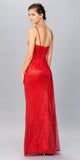 V-Neck Glittery Long Formal Dress Red