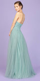 Appliqued Bodice Long Prom Dress Sage Green