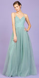 Appliqued Bodice Long Prom Dress Sage Green