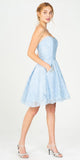 Eureka Fashion 9922 Strapless Homecoming Short Dress with Pockets Blue