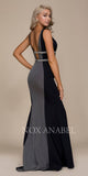 V-Neck Embellished Long Prom Dress Open Back Black-Gunmetal