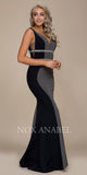 V-Neck Embellished Long Prom Dress Open Back Black-Gunmetal