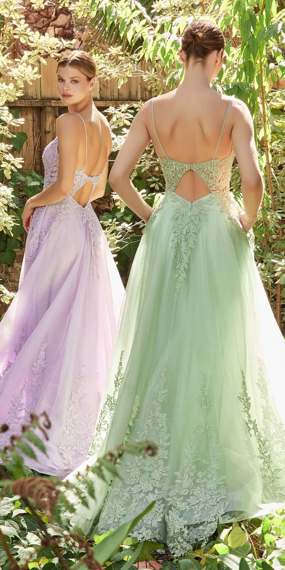 Light Green Floral Prom Dress with 3D Flower and V-Neck 22272 – vigocouture