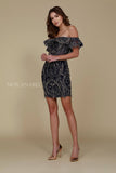 Short Strapless Lace Body Con Dress Navy Blue Sheer Panels