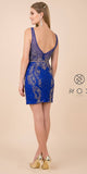 Fitted Royal Blue Embellished Homecoming Short Dress V-Neck