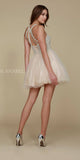 Short Champagne Homecoming Dress Poofy A Line Tulle Skirt Halter Neck Back View