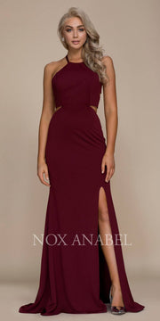 Nox Anabel C026 Halter Cut Out Long Dress Strappy Back