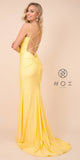 Yellow Mermaid Long Prom Dress with Strappy-Back