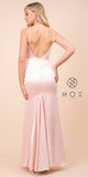 Blush Long Formal Dress with V-Shape Open-Back
