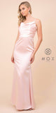 Blush Long Formal Dress with V-Shape Open-Back