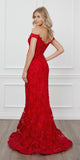 Nox Anabel C439 Off The Shoulder Boho Inspired Red Lace Mermaid Gown