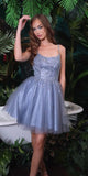 Ladivine CD0212 Layered Tulle A-Line Short Dress