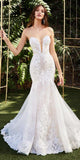 Cinderella Divine CD928 Strapless Mermaid Bridal Gown Layered Lace Scalloped Eyelash Lace Train