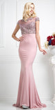 Beaded Top Dusty Rose Long Mermaid Prom Dress 