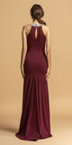 Embellished Neckline Long Prom Dress with Slit Burgundy