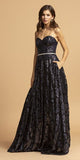 Navy Blue Long Prom Dress Sweetheart Neckline with Pockets
