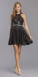 Embellished Waist Black Halter Homecoming Short Dress