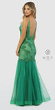 Green Mermaid Style Embellished Bodice Long Prom Dress 