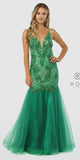 Green Mermaid Style Embellished Bodice Long Prom Dress 