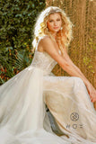 Nox Anabel E474 Sheer Lace Long Fitted A-Line Floor Drape Ruffle Gown