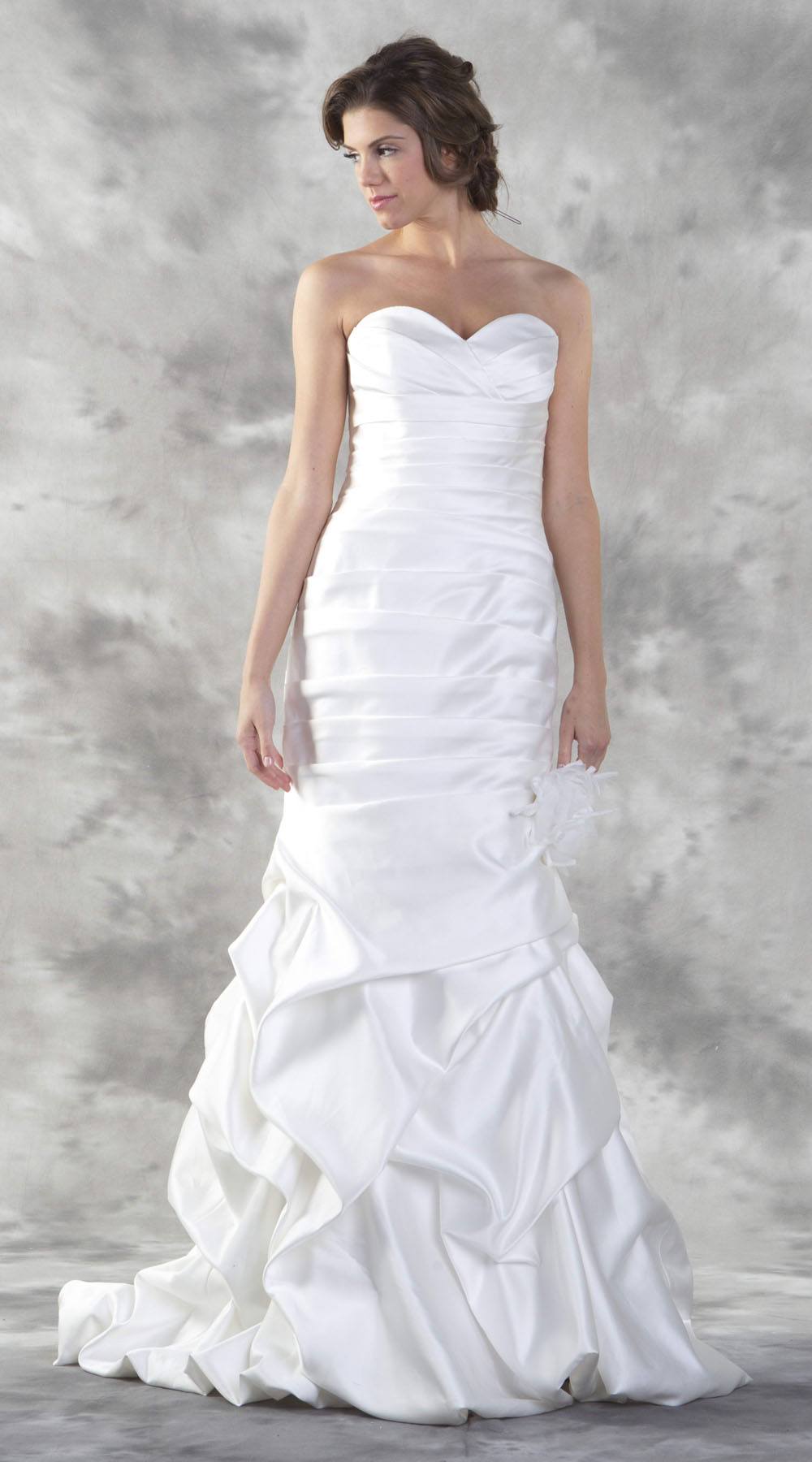 Ivory Mermaid Style Strapless Wedding Gown Lace-Up Back